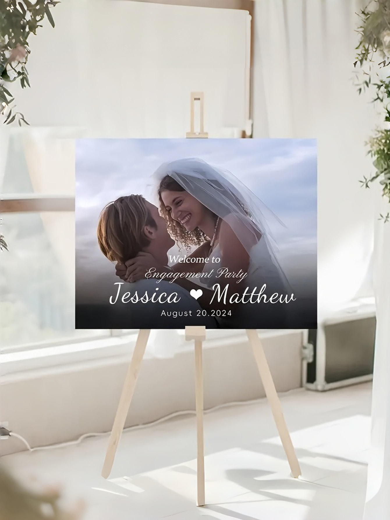 Flat Custom PVC Wedding Welcome Sign - Personalized Bride and Groom Photo Display